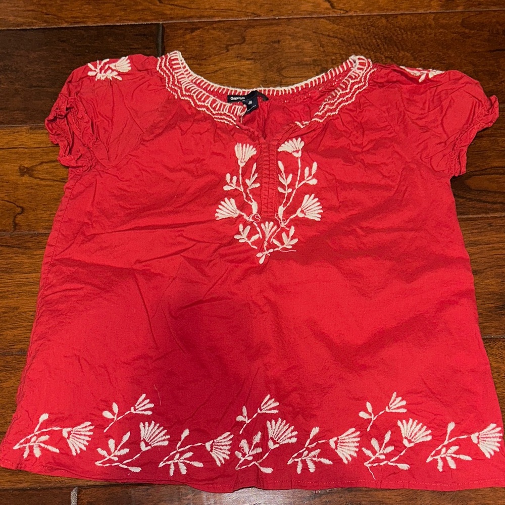 GAP Red Kids Blouse with White Embroidery